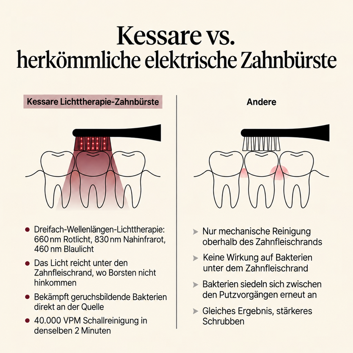 Kessare Zahnbürste für gesundes Zahnfleisch